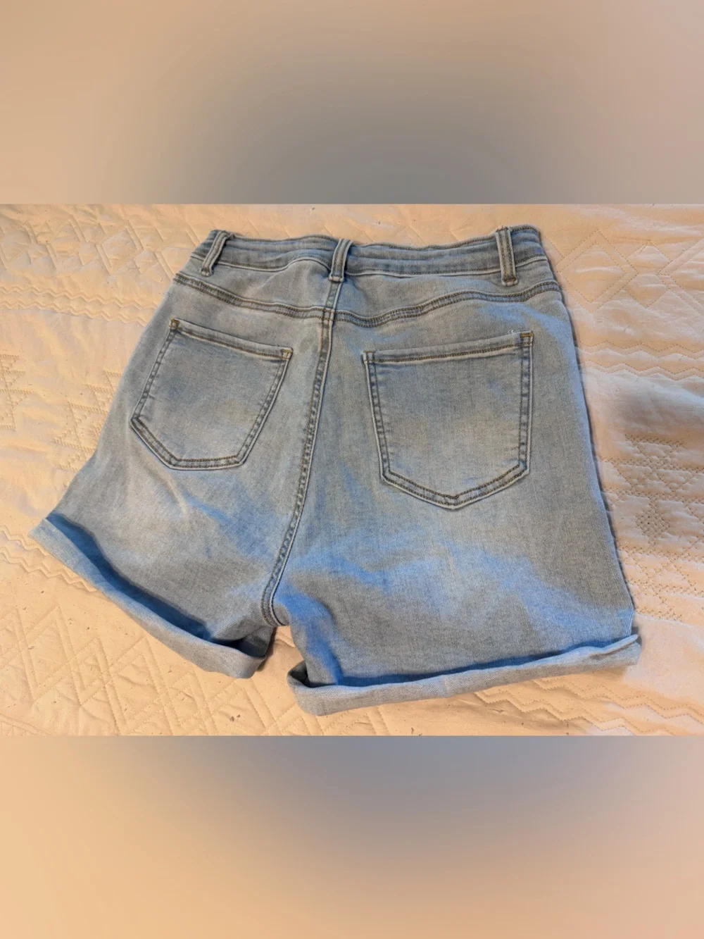 High-Rise Light Blue Distressed Denim Shorts for Women